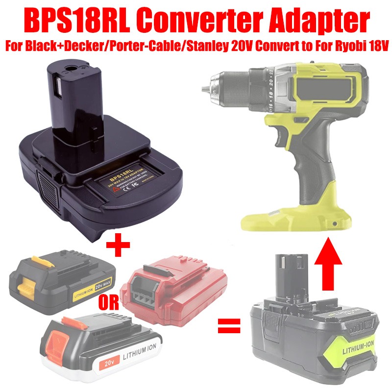 Black+Decker Tool Cordless - ALASICKA Akku-Adapter BPS18RL für Black+Decker/Porter-Cable/Stanley 20